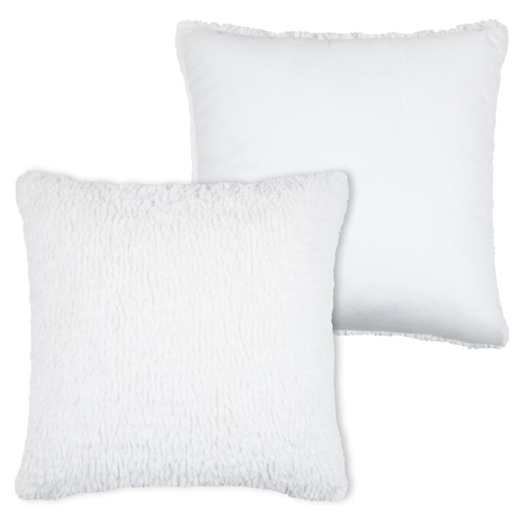Coussin carré imitation fourrure avec recto velours - Blanc