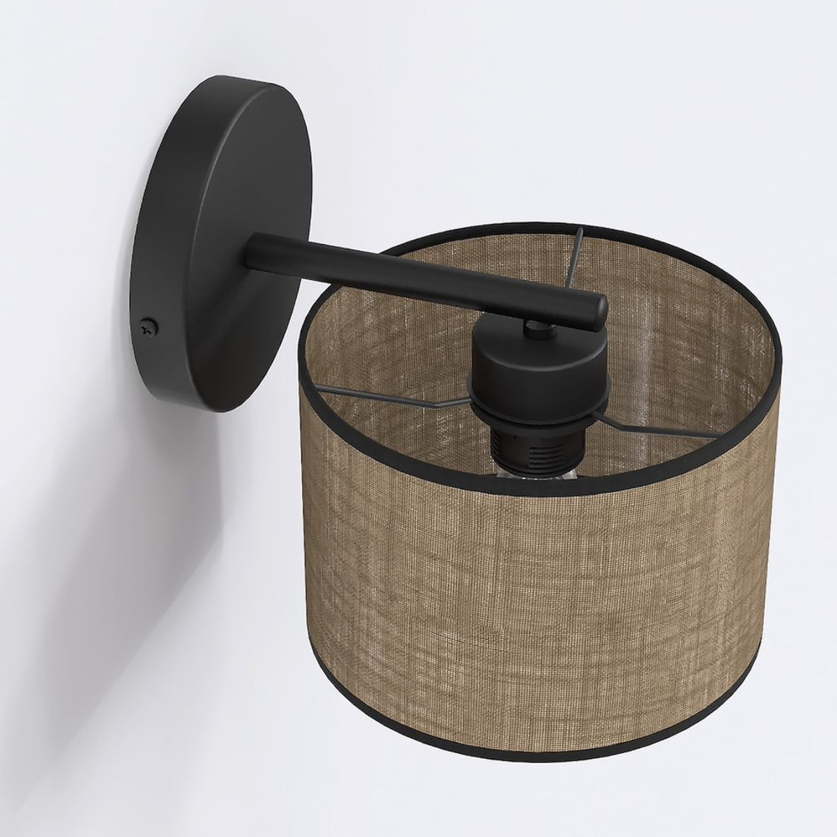 Lampada a parete ECO in acciaio nero e tessuto marrone