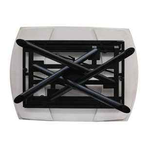 Tavolo BONIFACIO in ceramica bianco statuario e base in metallo verniciato nero, allungabile 120x88 cm - 180x88 cm