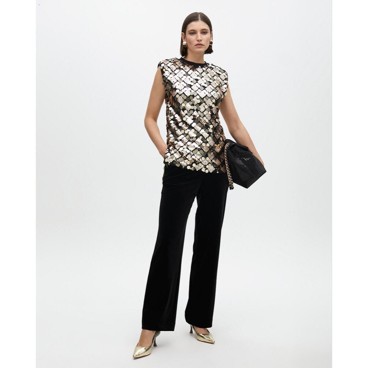 Top corto con paillettes