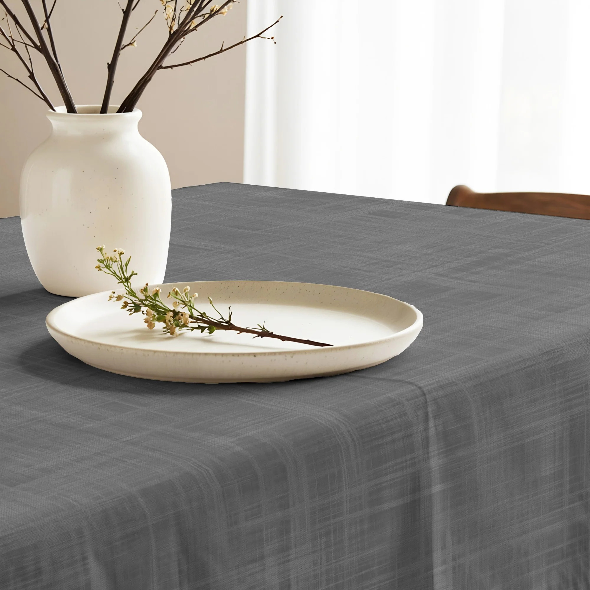 Nappe enduite Gris Sombre - 100% coton - traitement antitaches - Gris