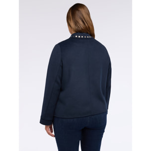 Fiorella Rubino - Giacca corta in misto lana con borchiette - Blu