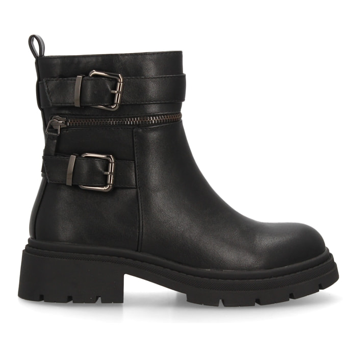 Botas moteras  mujer con cremalleras y hebillas