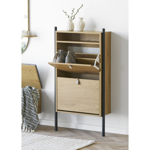 Scarpiera Barco in effetto rovere con struttura in acciaio 62x26x118 cm