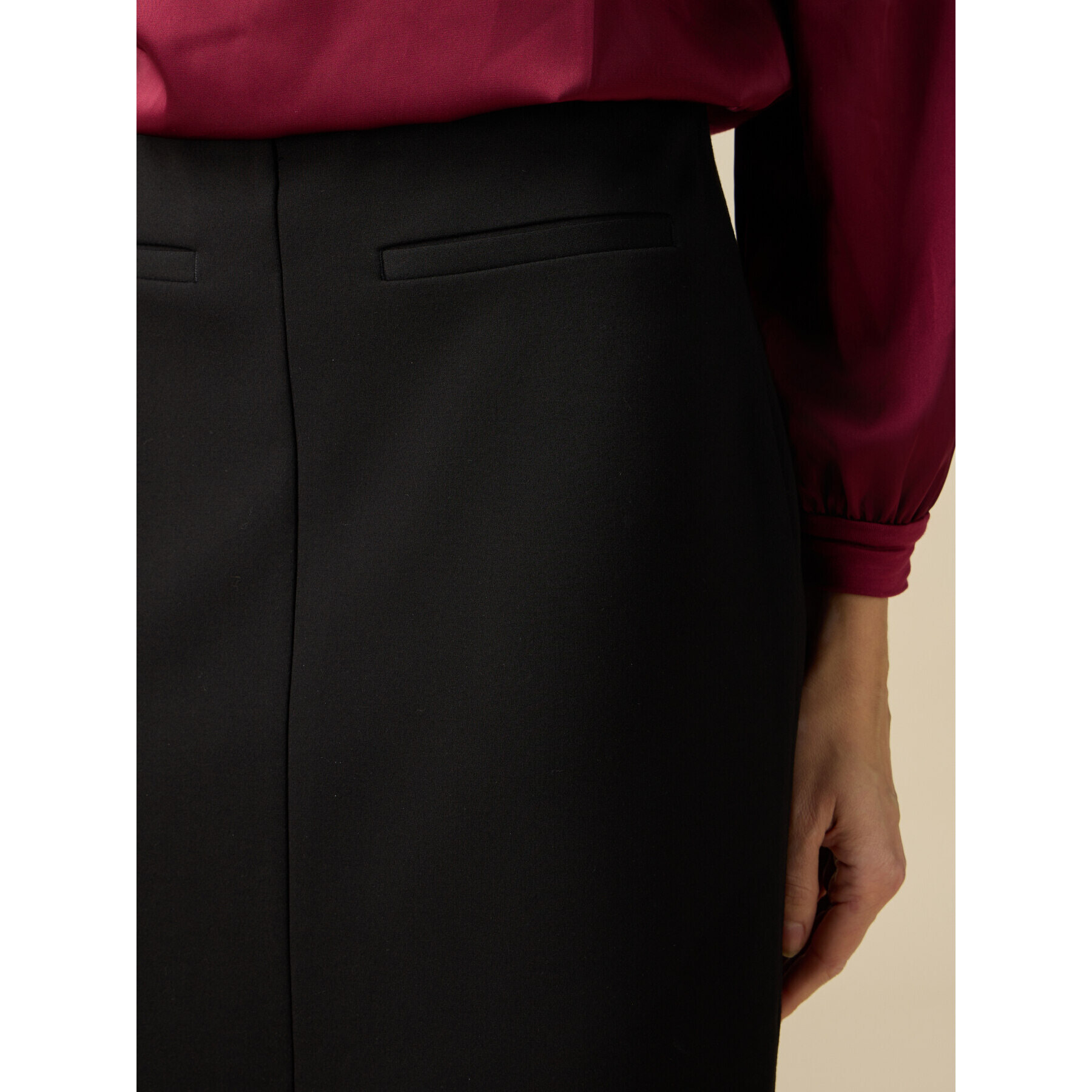 Oltre - Milanese stitch pencil skirt - Negro