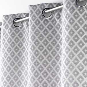 Rideau Jacquard motif losange - Gris
