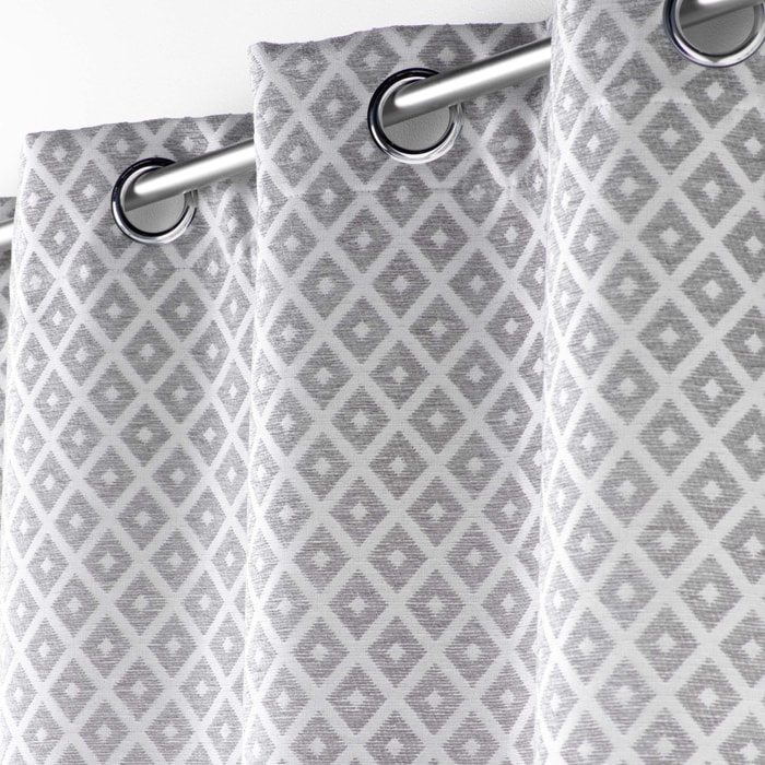 Rideau Jacquard motif losange - Gris