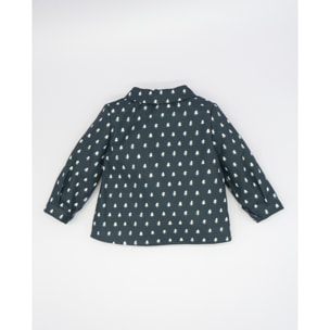 CAMISA CUELLO PICO ARBOLITOS AZUL MARINO