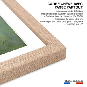 Affiche Brume verte Affiche + cadre en bois - Chêne