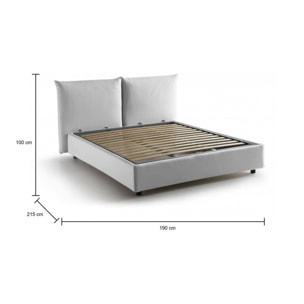 Letto matrimoniale Tiziana, Letto contenitore con rivestimento in tessuto, 100% Made in Italy, Apertura frontale, adatto per materasso Cm 160x190, Bianco