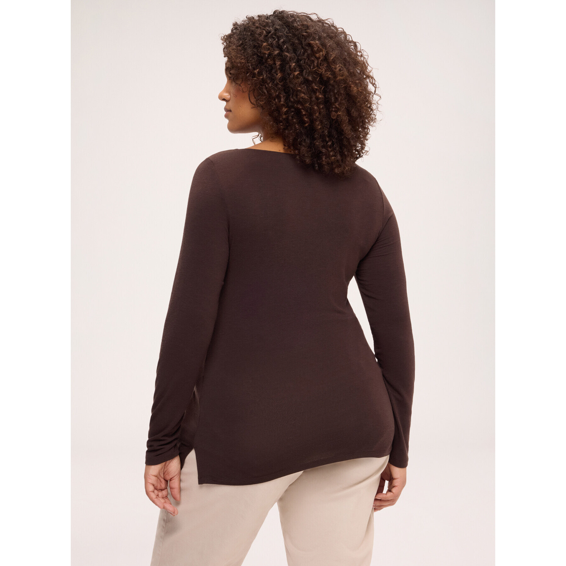 Fiorella Rubino - Maglia second skin in misto cashmere - Marrone