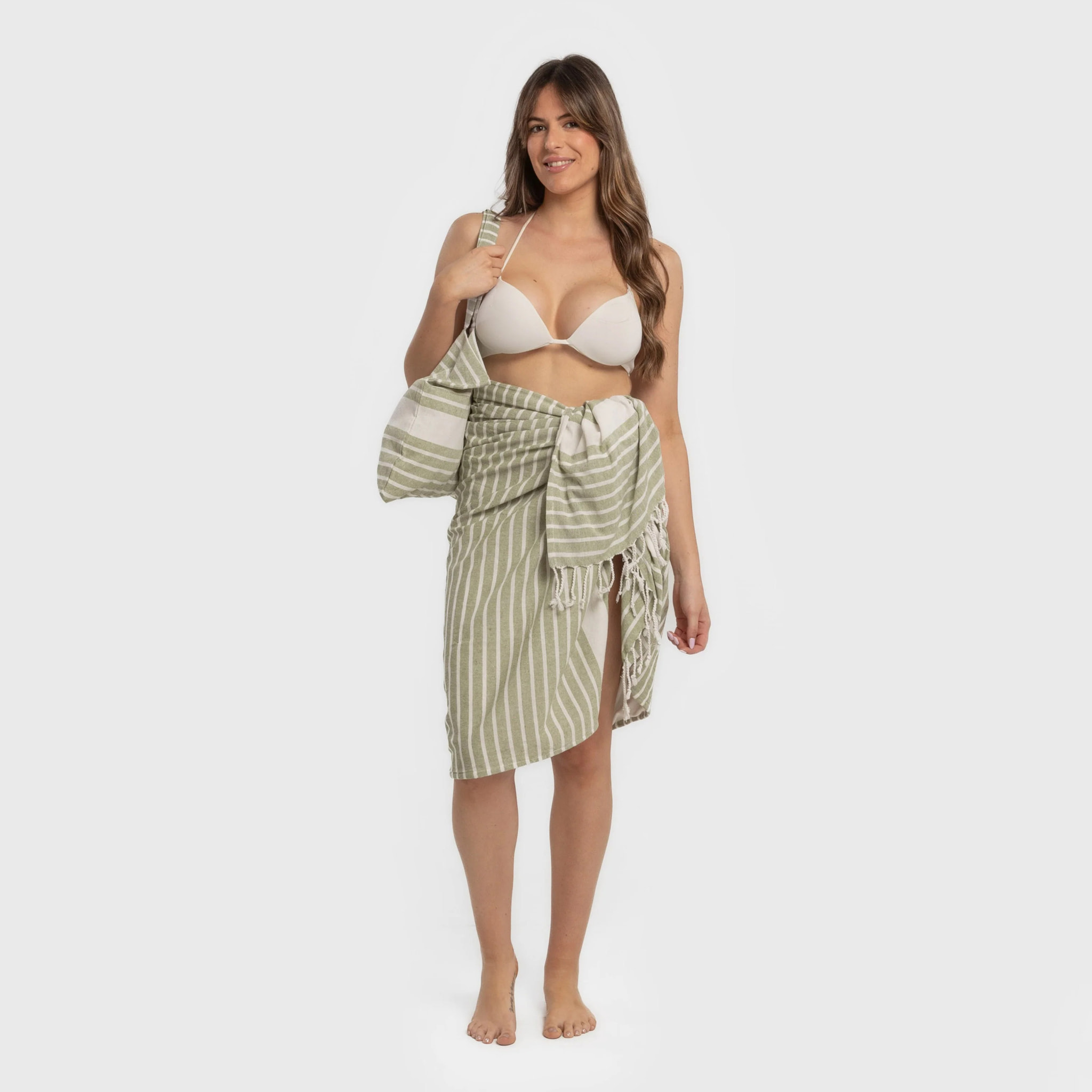 Pack Toalla Pareo + Bolso Raya algodón