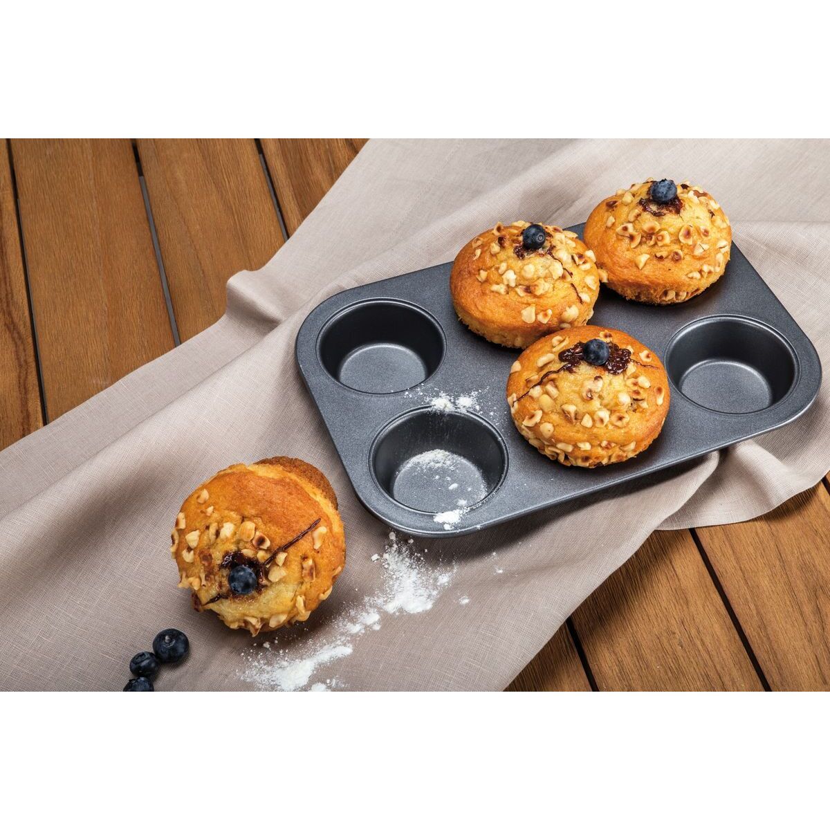 Plaque à 6 muffins en acier carbone AMANDINE