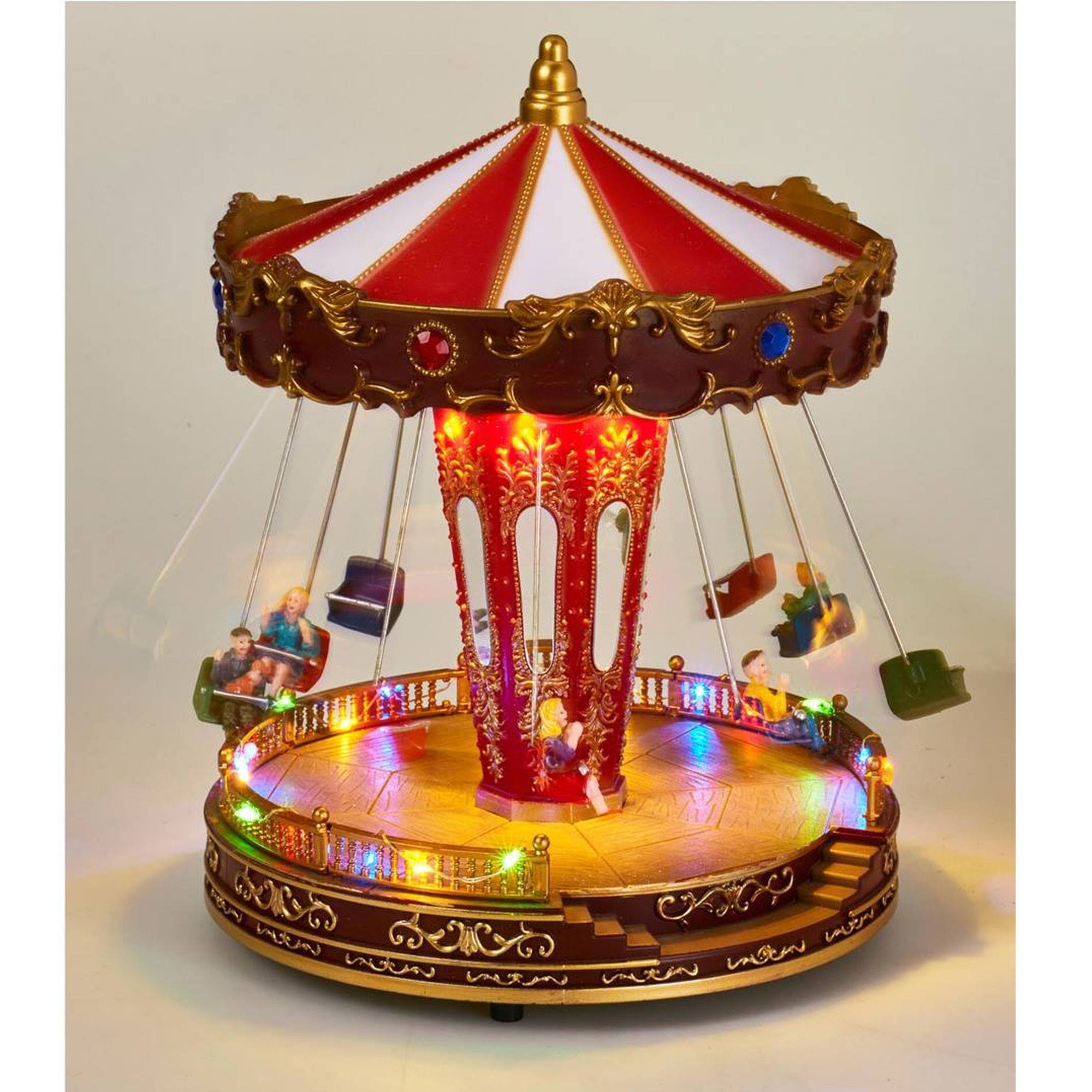 Carrusel navideño musical con luces led y movimiento 21,5x21,5x27cm