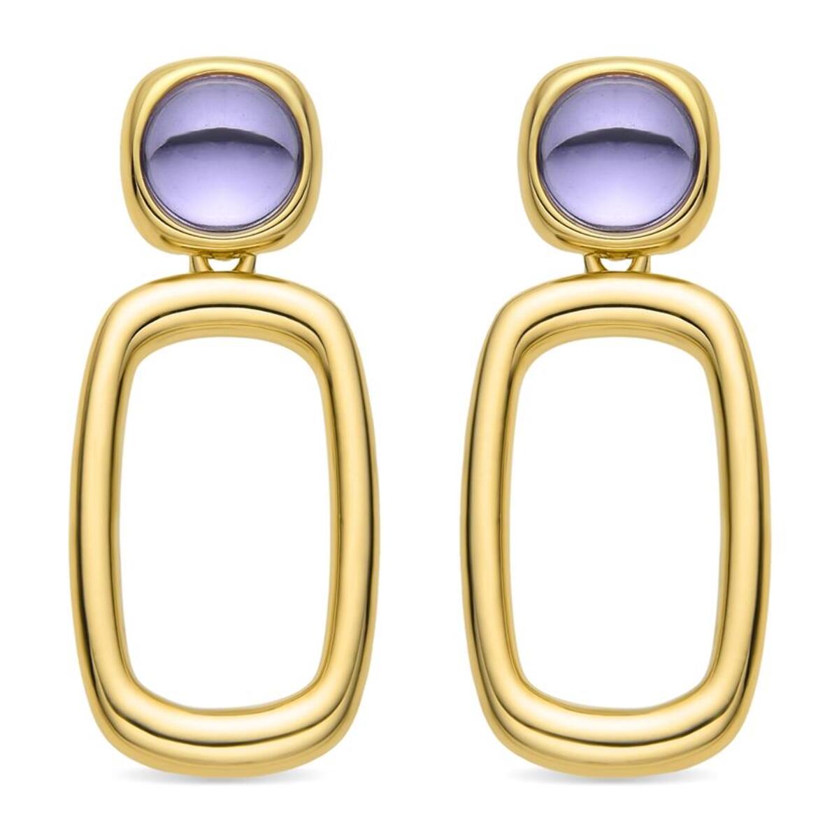 Pendientes con Cristal Morado acabado oro 18k