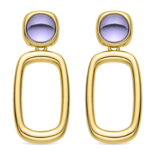 Pendientes con Cristal Morado acabado oro 18k