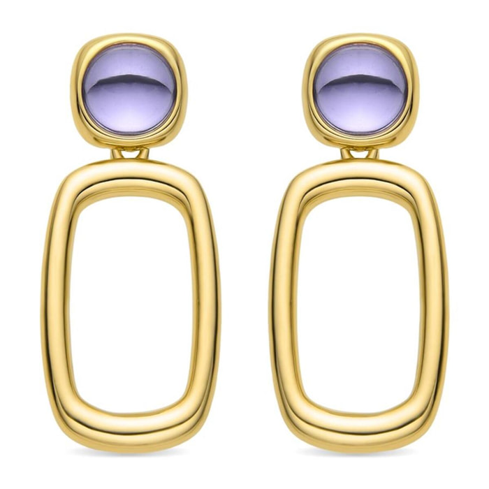 Pendientes con Cristal Morado acabado oro 18k