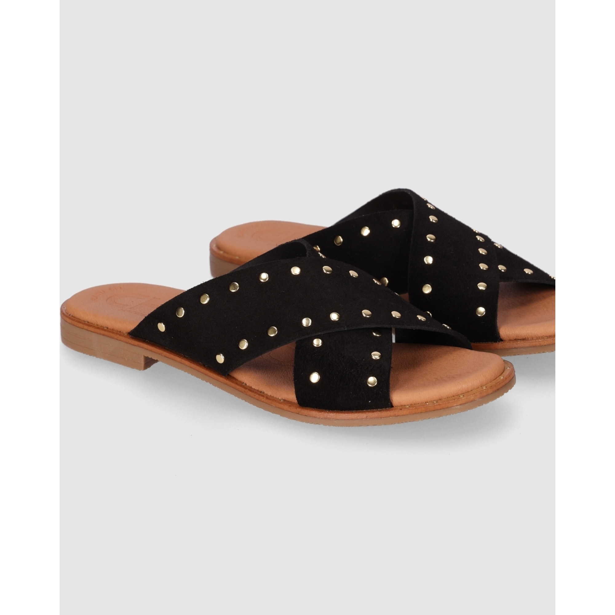 Sandalias de Serraje - Negro - Tacón: Bajo