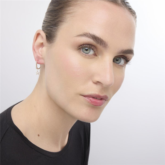 Pendientes acabado plata y Circonita Brillante