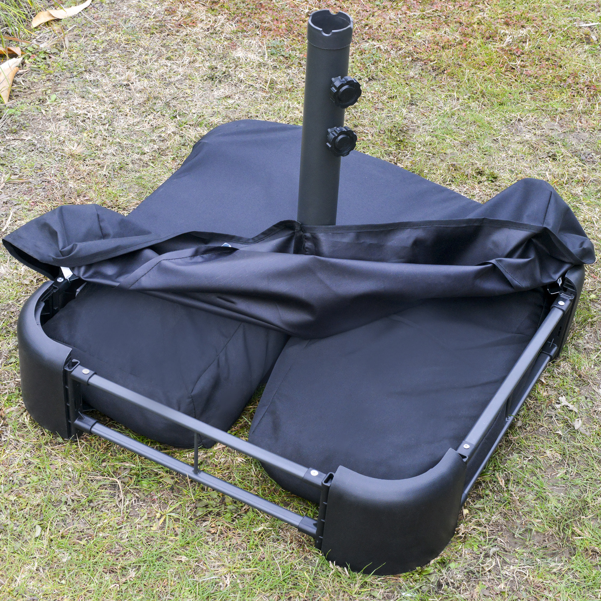 Parasol double rectangulaire – Grande zone d'ombre – Base incluse