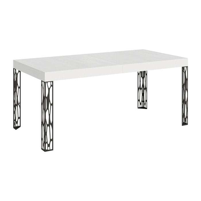 Table extensible 90x200/304 cm Ghibli Frêne Blanc cadre Anthracite