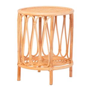 Table d'Appoint Rotin & Cannage Poggio, L.41 x H.51 cm, Style Bohème Naturel