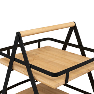 Étagère "Ordera" 2 niveaux avec anse en bambou noir