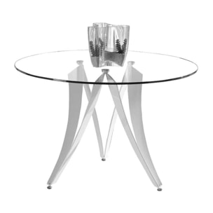 Mesa redonda VENUS - transparente y plata - O120x77cm
