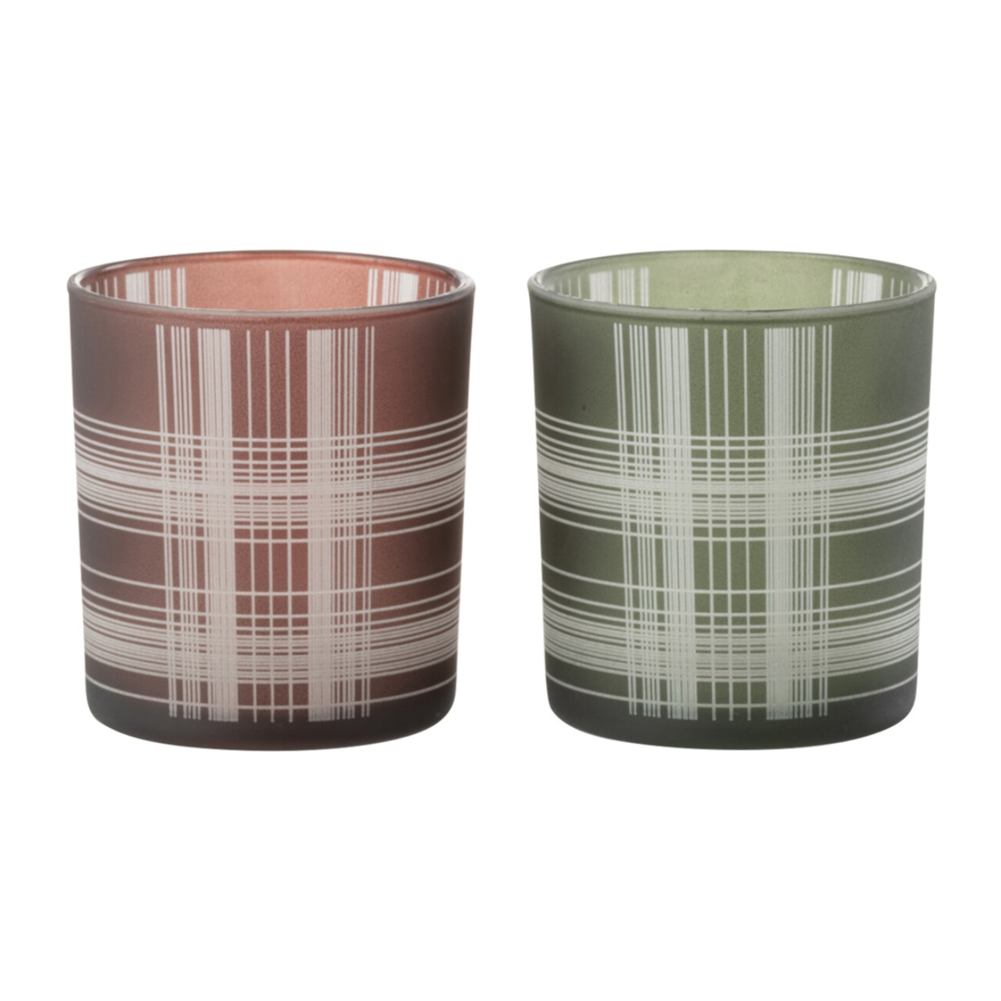 J-Line photophore Quadrillé - verre - brun/vert - small - 2 pcs