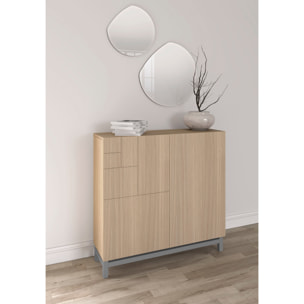 Zapatero Copenhague melamina nogal claro patas gris 90x90x27 cm