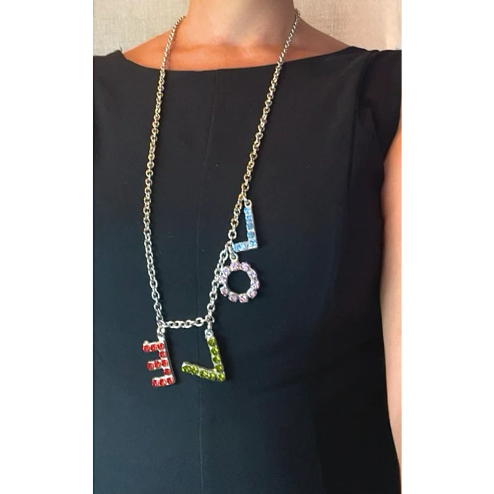 Collar largo MyLove plata 10µ y cristal SW en multicolor