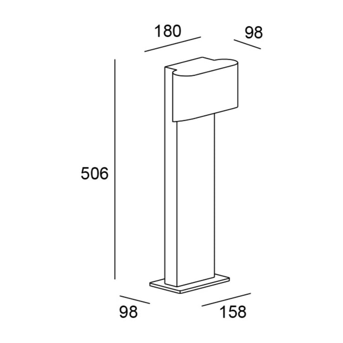 LEDS C4 Baliza Ip66 Diago Bollard Led 5W Blanco Cálido - 3000K Gris Urbano 286Lm
