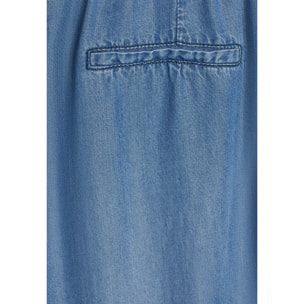 Pantaloni gamba ampia in tessuto chambray effetto denim