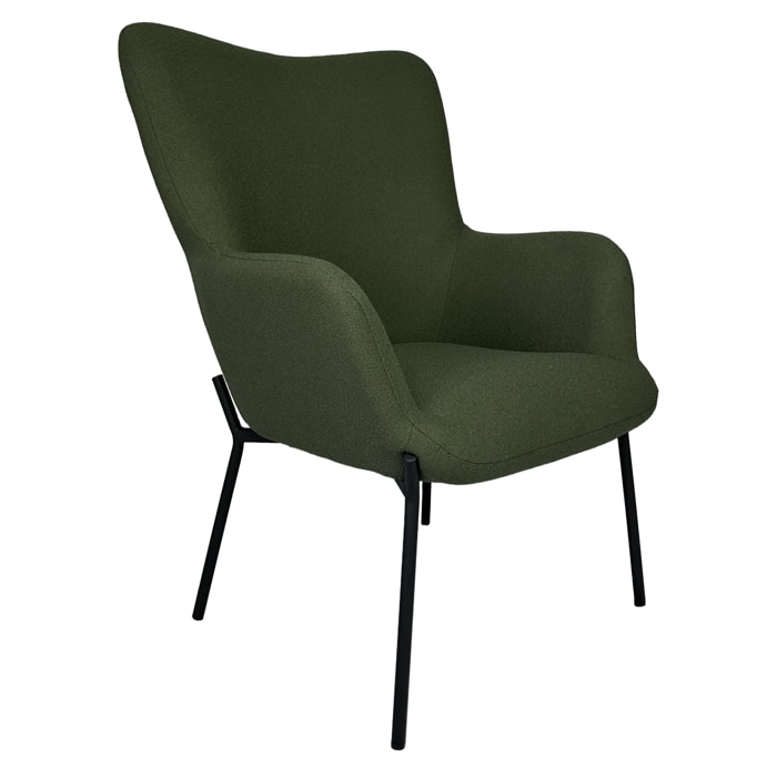 Fauteuil en tissu boucle vert kaki EIRA