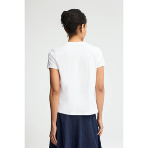 Camiseta blanca de manga corta y corte recto con brillantes Polo Club
