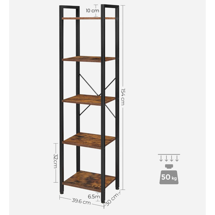 Libreria a colonna loft industriale in acciaio e legno rustico