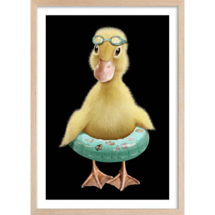 Affiche enfant bouée canard  Affiche sous cadre bois