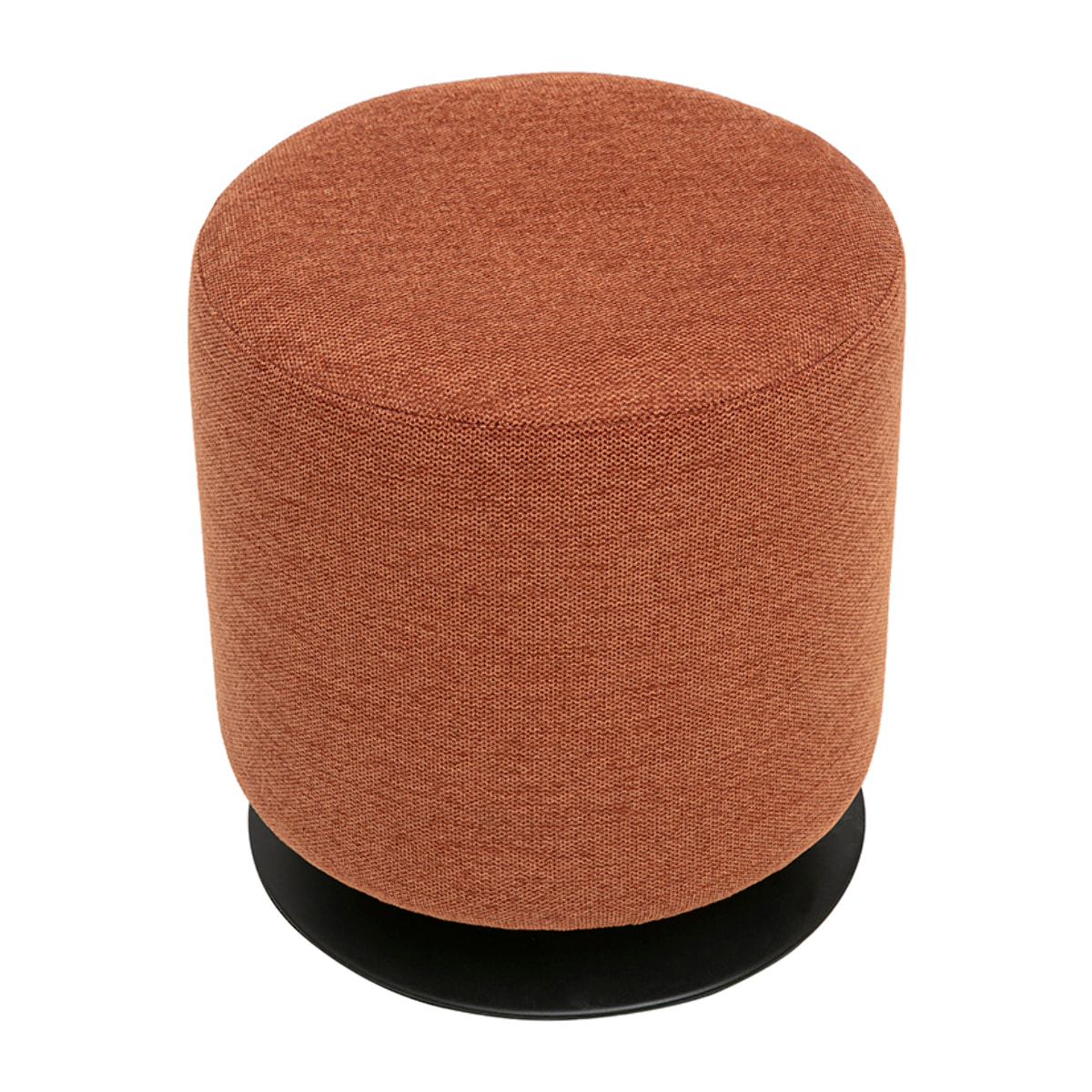 Pouf rond pivotant en tissu effet velours texturé terre brûlée et métal D39.5 cm VOLNAY