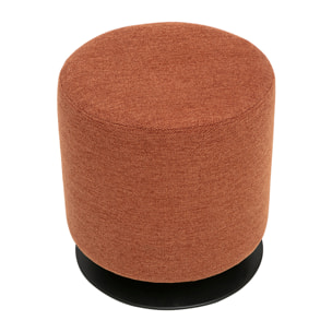 Pouf rond pivotant en tissu effet velours texturé terre brûlée et métal D39.5 cm VOLNAY