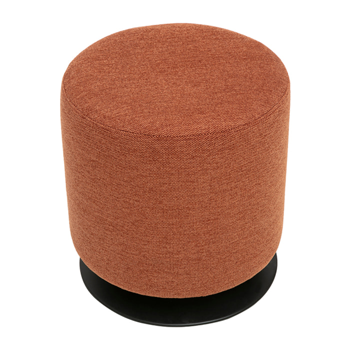 Pouf rond pivotant en tissu effet velours texturé terre brûlée et métal D39.5 cm VOLNAY