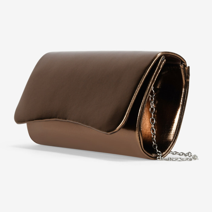 Bolso de fiesta marrón metalizado con solapa