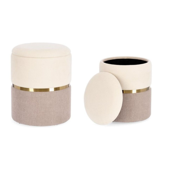 Set di pouf contenitore RADINKA in tessuto crema e rosa