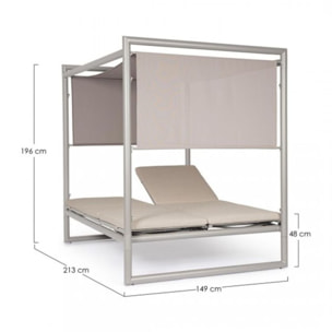 Daybed KONNOR in alluminio tortora con lettini reclinabili beige