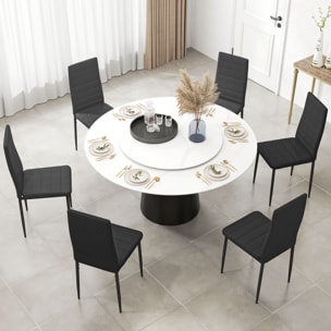 Pack de 6 Sillas de Comedor Modernas, Sillas de Cocina Tapizadas en Lino Sintético con Respaldo Alto y Patas de Metal, para Salón, Negro