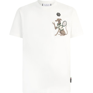 PHILIPP PLEIN Round Neck T-Shirt Tennis Pet Patch