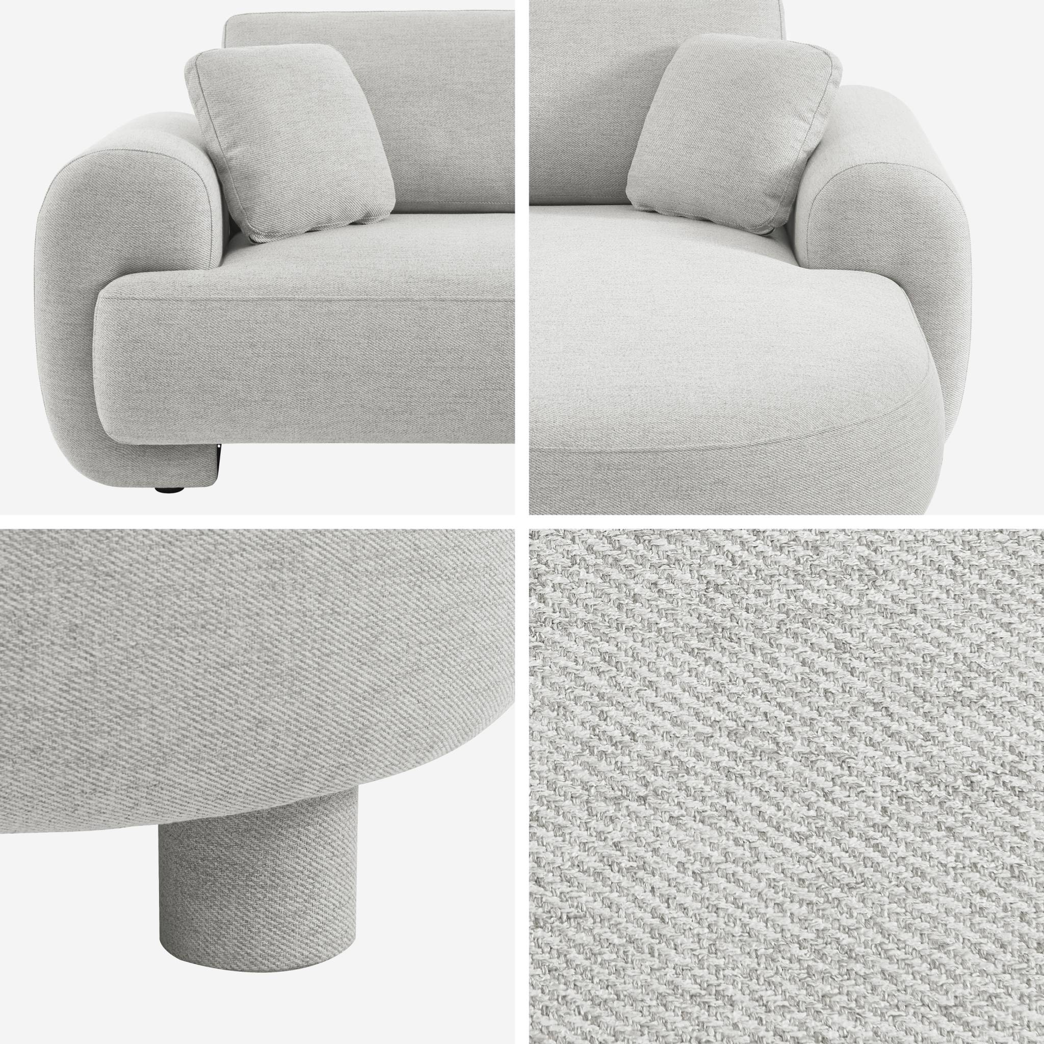 Canapé d'angle droite 3 places tissu gris clair. pieds ronds L 231 x P 160 / 88 cm - Zenio