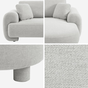 Canapé d'angle droite 3 places tissu gris clair. pieds ronds L 231 x P 160 / 88 cm - Zenio