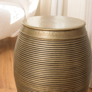 HONORE - Table d'appoint alu L40cm H45cm couleur laiton foncé strié