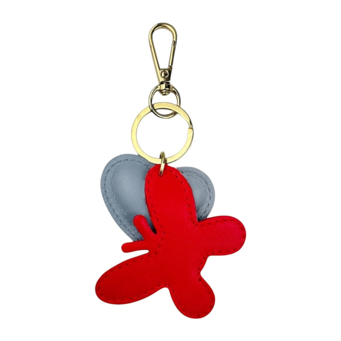 Llavero de corazón azul cielo Cheval Firenze mariposa roja