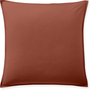 Paire de Taies D'oreiller Avec Volant 100% Percale De Coton Lavé Terracotta